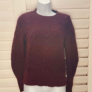 A.new.day Elegant Burgundy Knit Sweater Sz S